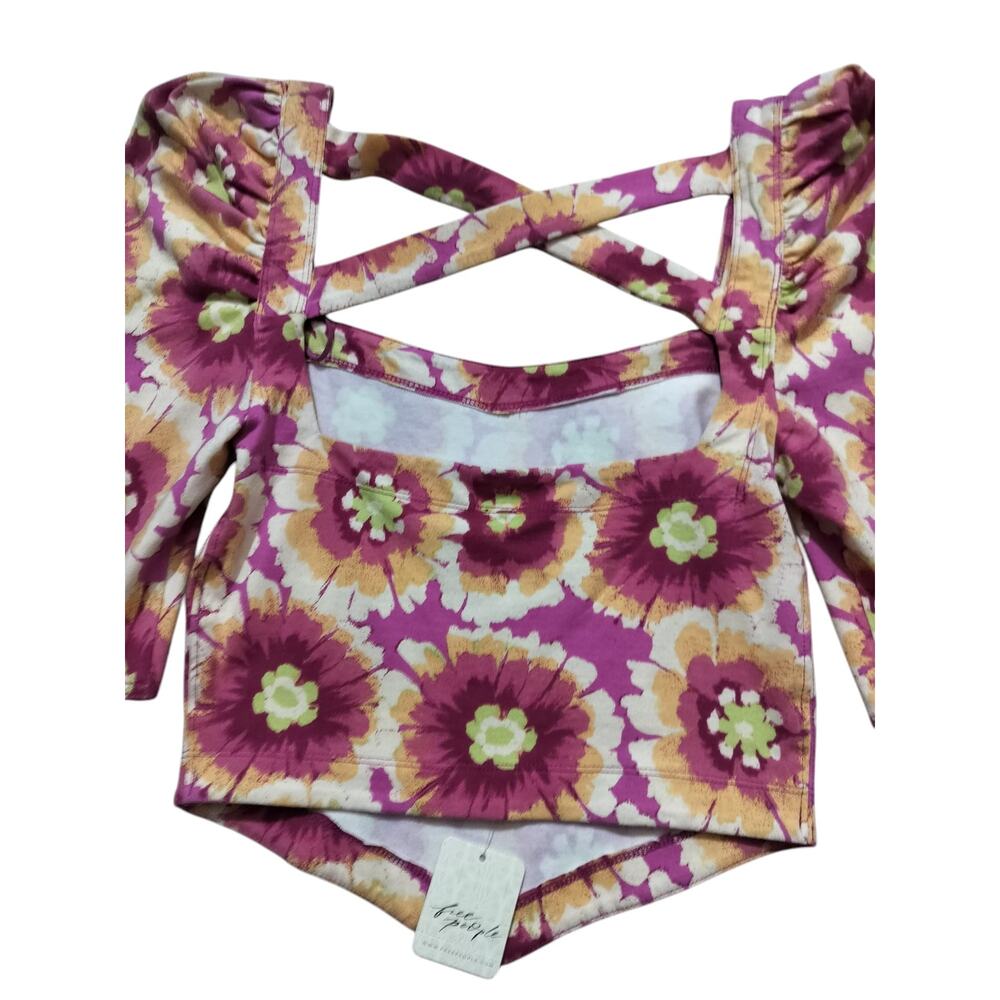 New Free People Women's Give Me More Floral Pink Crop Top Size XS - Picture 6 of 10